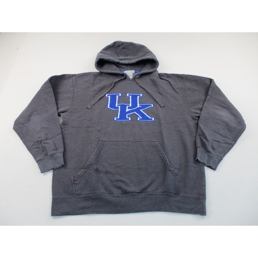 Majestic Kentucky Wildcats Hoodie Mens L Gray UK Embroidered Pullover Sweatshirt